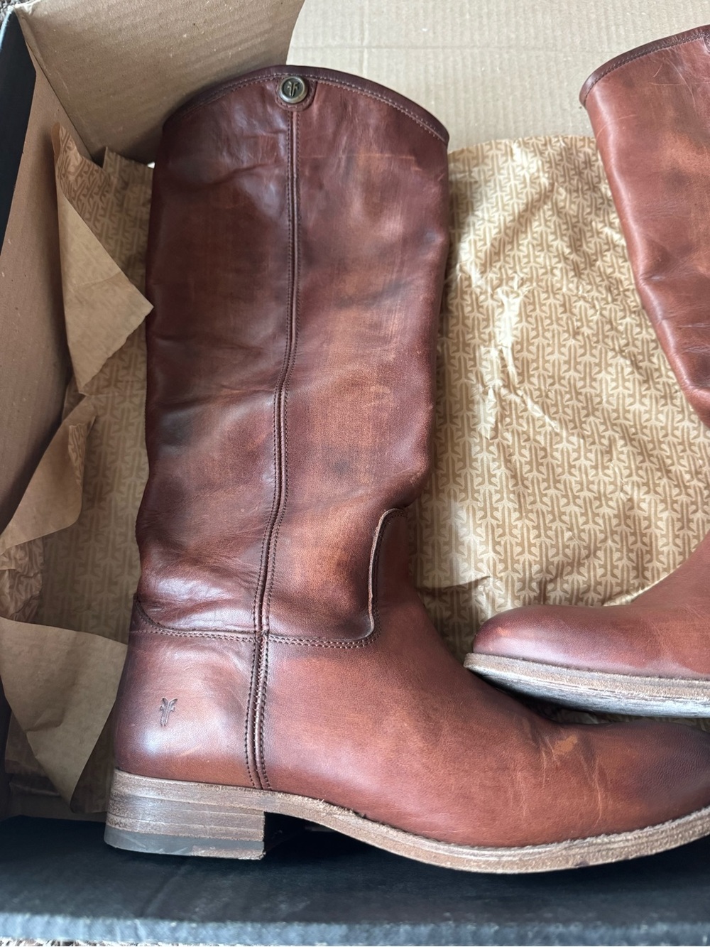Frye Tall Smooth Leather Riding Boots in Dark Brown - Picture 10 of 12